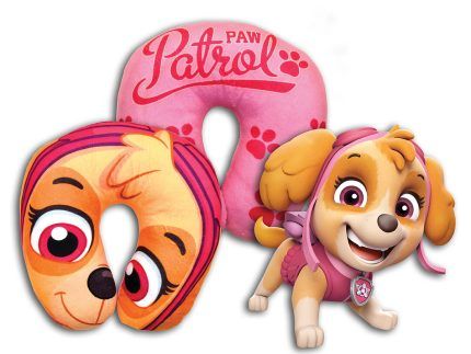 Detský cestovný vankúšik Paw Patrol do auta – opierka hlavy, ružová
