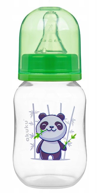 Dojčenská, plastová fľaštička Akuku, Panda 125ml - zelená