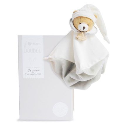 Doudou Darčeková sada Plyšový muchláčik sivý Medvedík 25 cm