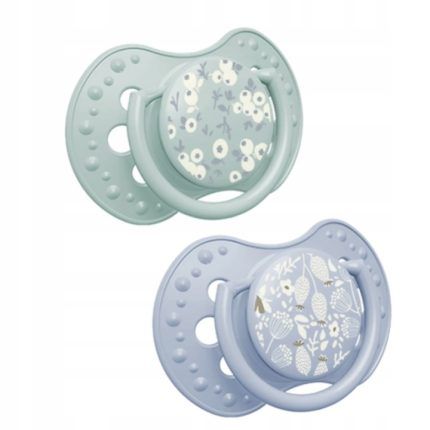 Dynamický cumlík 6-18 m, 2 ks, silikónový, symetrický, nenarúša sací reflex, Blossom blue