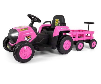 Elektrický traktor s prívesom Rolly 12V, detské autíčko na akumulátor, ružový