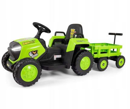 Elektrický traktor s prívesom Rolly 12V, detské autíčko na akumulátor, zelený
