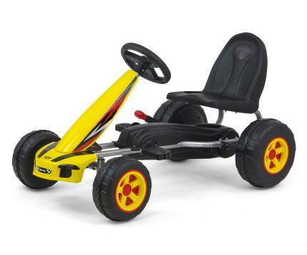 Milly Mally VIPER – detská šliapacia motokára (gokart) s ručnou brzdou - žltá