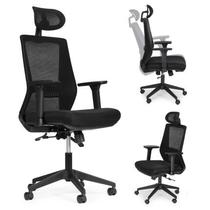 Otočné kancelárske kreslo s ergonomicky tvarovaným operadlom a opierkou hlavy