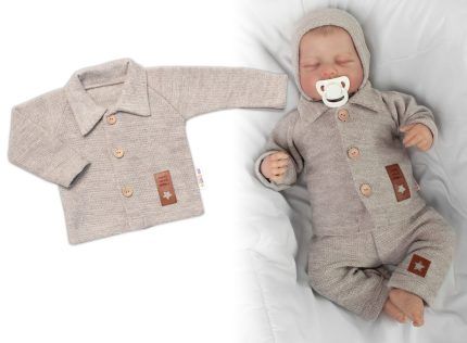 Pletený svetrík s gombíkmi Boy, Baby Nellys, béžový, veľ. 62