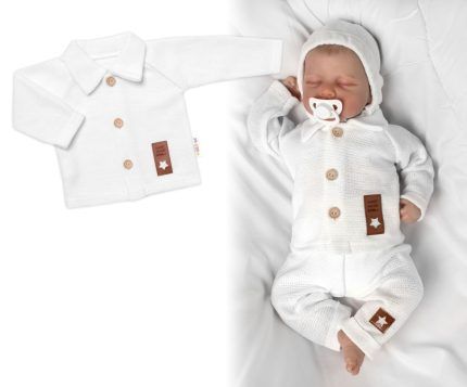 Pletený svetrík s gombíkmi Boy, Baby Nellys, biely, veľ. 62