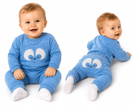 Tepláková súprava Baby Nellys - 
MEDVEDÍK - modrý  melír, veľ. 74