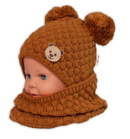 BABY NELLYS Pletený nákrčník / komínok - hnedý