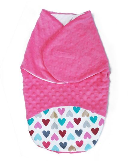 Baby Nellys Zavinovačka, spacáček s Minky, 0-6m - Srdiečka, Minky ružová