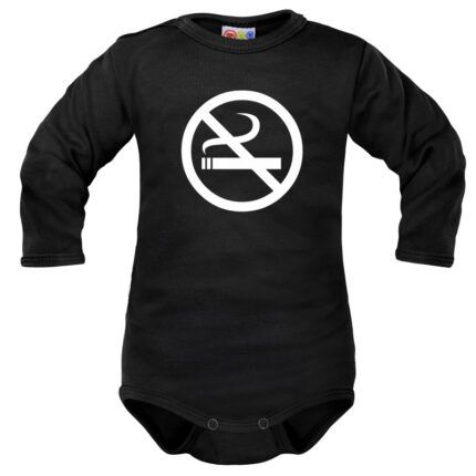 Body dlhý rukáv Dejna No Smoking - čierne, vel. 86