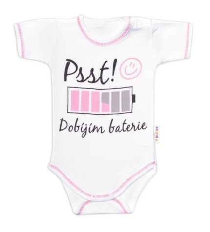 Body kr. rukáv s vtipným textom Baby Nellys, Psst! Dobíjím baterie, holka, veľ. 86