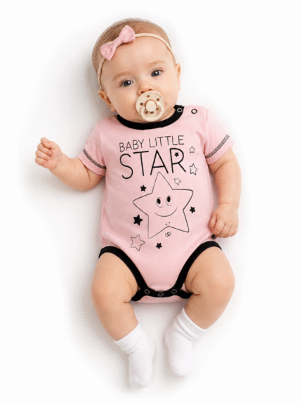 Body krátky rukáv Baby Nellys, Baby Little Star - ružové