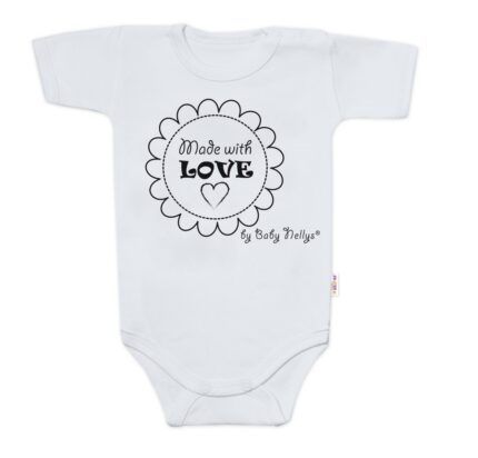 Body krátky rukáv Baby Nellys, Made with love, sivé, veľ. 80