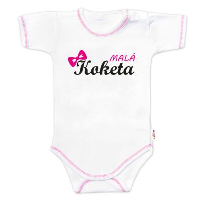 Body krátky rukáv s vtipným textom Baby Nellys, Malá Koketa, holka, veľ. 86
