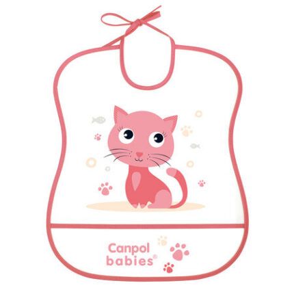 Canpol Babies Silikónový podbradník Cute Animals – ružová mačička, 6m+