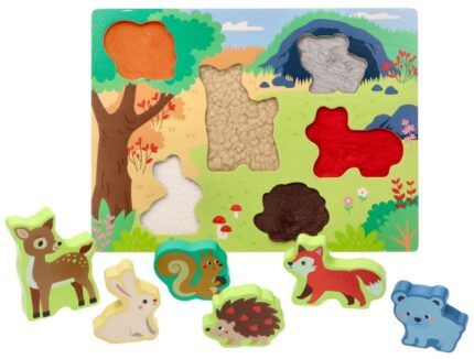 Drevené zábavné vkladacie puzzle Adam Toys, lesné zvieratká 3D