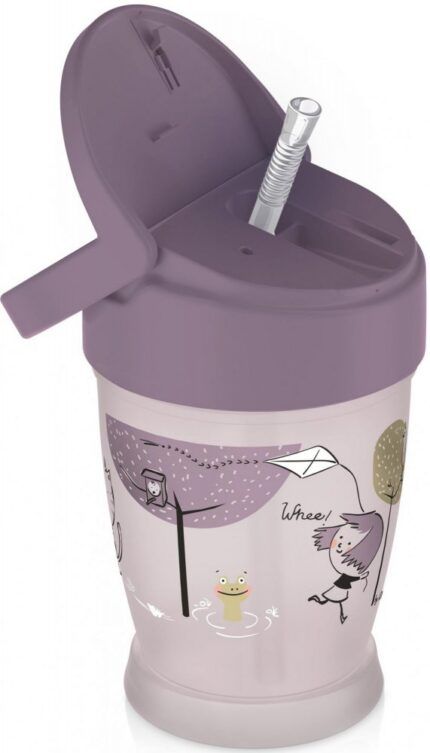 Lovi hrnček so slamkou Lovely Girl - Junior, 12m +, ružový / bordo, 250ml