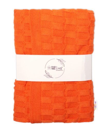Luxusná bavlnená pletená deka, dečka CUBE, 80 x 100 cm - orange