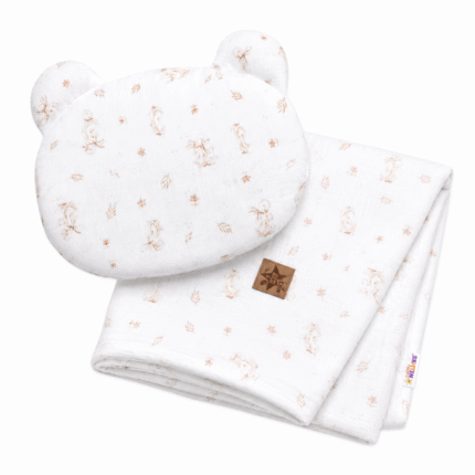 Mušelínová sada GOOSE Teddy 30x35cm, 70x100cm, 2D, Baby Nellys, biela