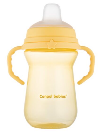 Nevylievací hrnček Canpol Babies s mäkkým náustkom, žltý, 250 ml