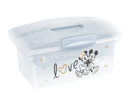 Prenosný box s organizérom Mickey Mouse , transparentná/modrá