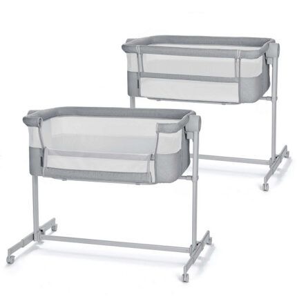 Prístavná postieľka 2v1 Kinderkraft NESTE UP 2 Light Grey s matracom