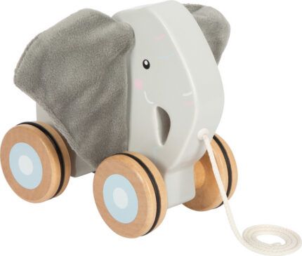 small foot Drevená ťahacia hračka Slon so šuštivými uškami