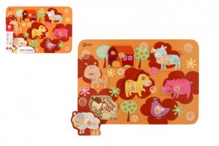 Vkladačka/Puzzle doskové obrysové farma drevo 30x21cm vo fólii 18m+