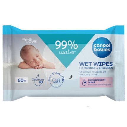 Vlhčené obrúsky pre bábätká a deti Canpol babies 60 ks – 99 % vody
