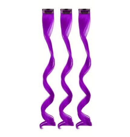 Vlnitý príčesok fialový so sponkou 35cm Purple curly extension 3ks