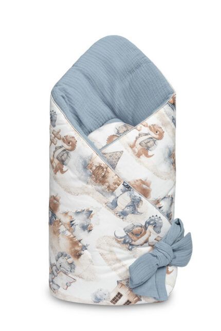 Zavinovačka pre bábätko, mušelín, bavlna - Dráčik modrý, jeans