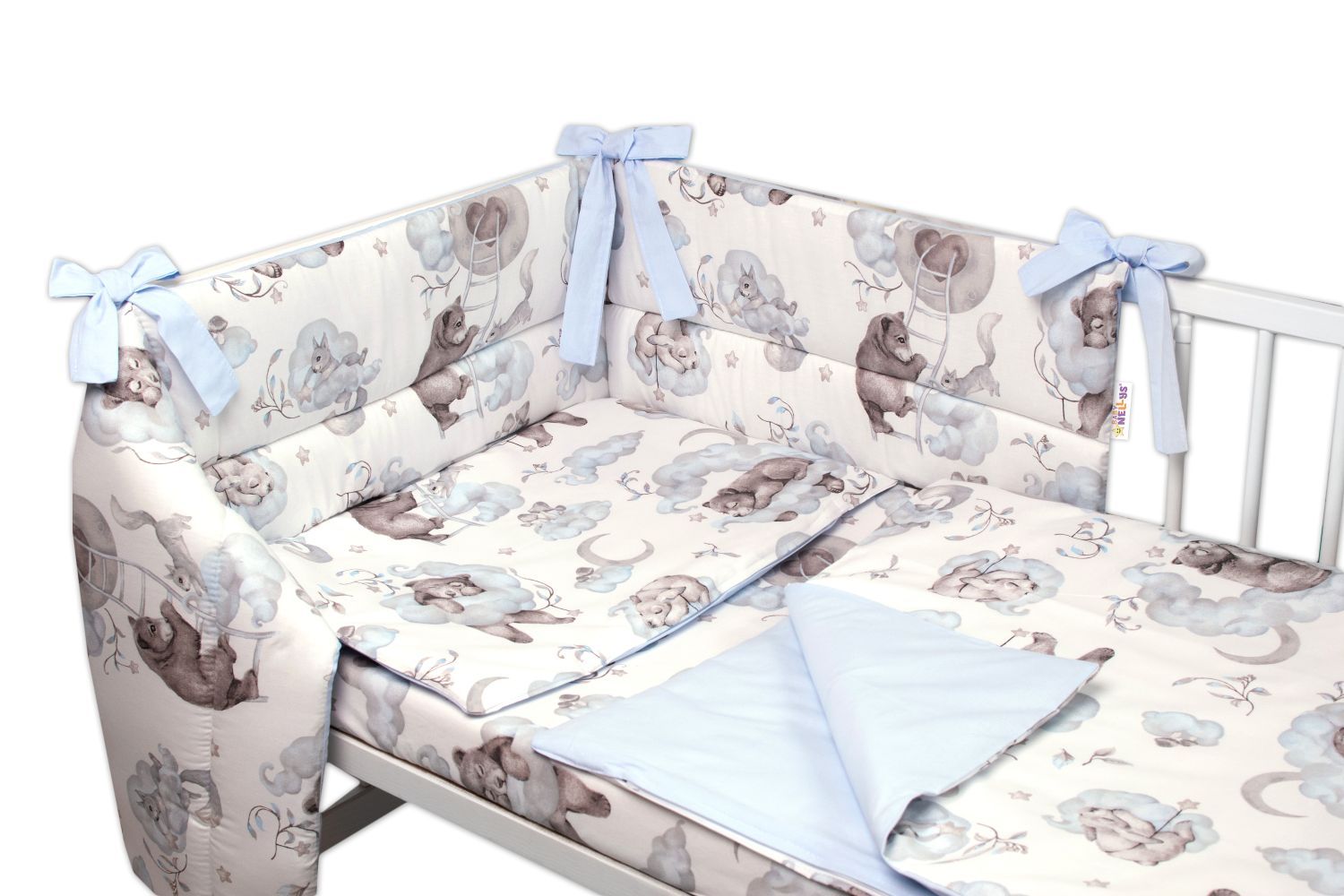 3-dielna-sada-mantinel-s-oblieckami-baby-nellys-zvieratka-na-mraciku-modra-135x100-cm