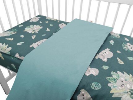 Baby Nellys 2-dielne bavlnené obliečky, Tropical Koala - zelená
