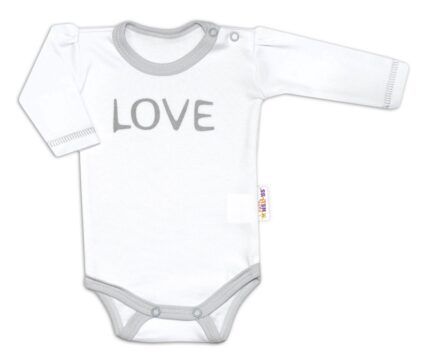 Baby Nellys Body dlhý rukáv Love - biely, veľ. 62