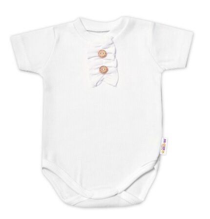Baby Nellys Dojčenské rebrované body s gombíkmi kr. rukáv, Girl - biele, veľ. 80
