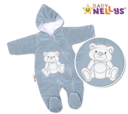 BABY NELLYS Kombinézka/overal Medvedík Teddy - šedá