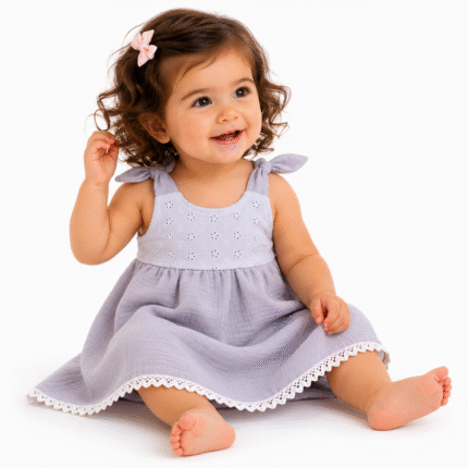 Baby Nellys Letné ľahučké mušelínové šaty Summer - šedé , veľ. 80/86