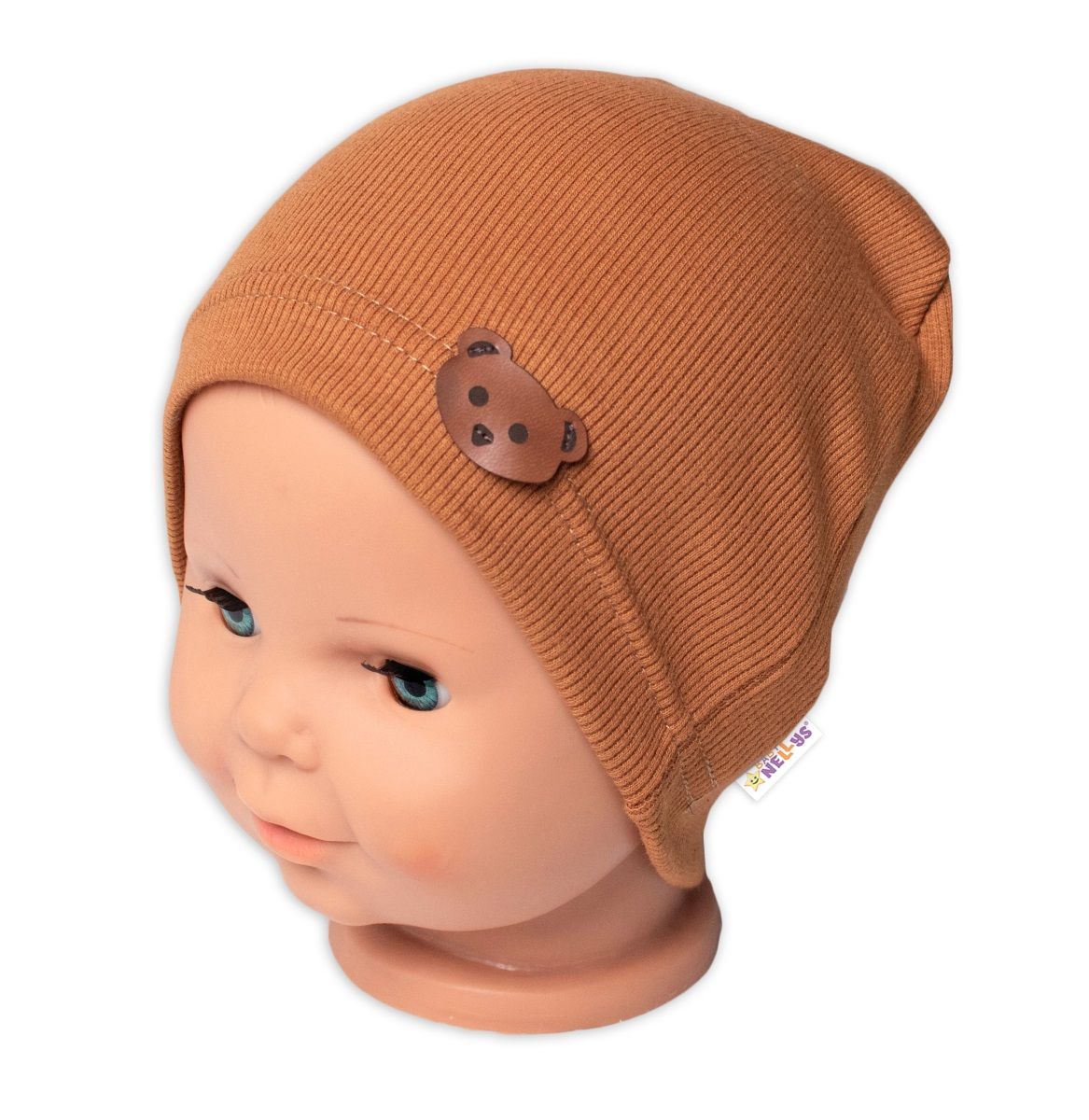 baby-nellys-rebrovana-ciapka-macko-hneda-vel-92-98