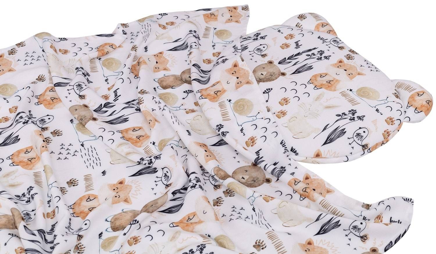 bambusova-2d-sada-do-postielky-decka-vankusik-bamboo-happy-animals-biela