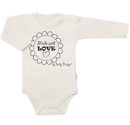 Body dlhý rukáv Baby Nellys, Made with love, bezova, veľ. 62