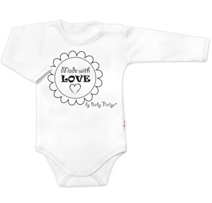 Body dlhý rukáv Baby Nellys, Made with love, biele, veľ. 74