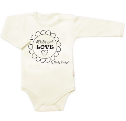 Body dlhý rukáv Baby Nellys, Made with love, ecru, veľ. 68