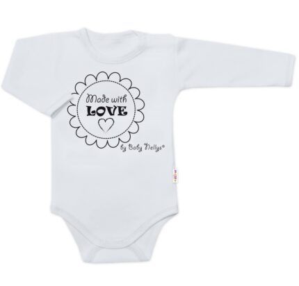Body dlhý rukáv Baby Nellys, Made with love, sivé, veľ. 74