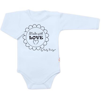 Body dlhý rukáv Baby Nellys, Made with love, svetlo modré, veľ. 68