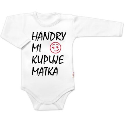 Body dlhý rukáv Handry mi kupuje matka, Baby Nellys, biele, veľ. 80
