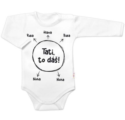 Body dlhý rukáv s vtipným textom Baby Nellys, Tati, to dáš! - biele, veľ. 62