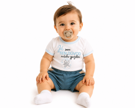 Body kr.rukáv s vtip. textom Baby Nellys, Já jsem TEN DŮVOD našeho zpoždění,vel.86, chalan