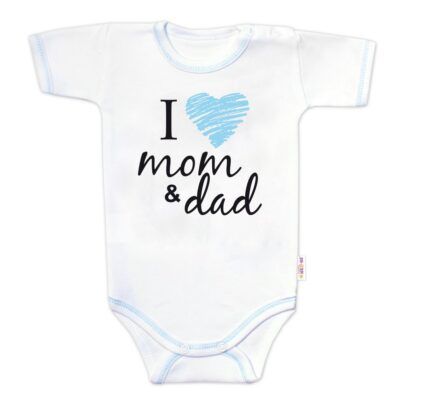 Body krátky rukáv Baby Nellys, I love mom & dad, kluk, veľ. 80