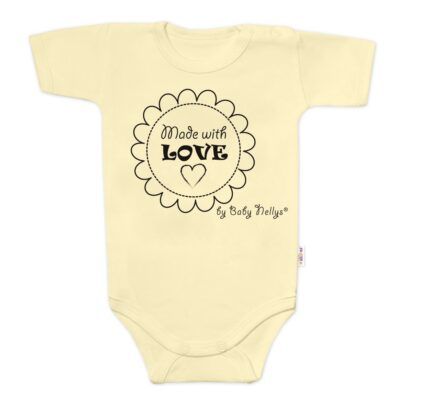 Body krátky rukáv Baby Nellys, Made with love, žltá