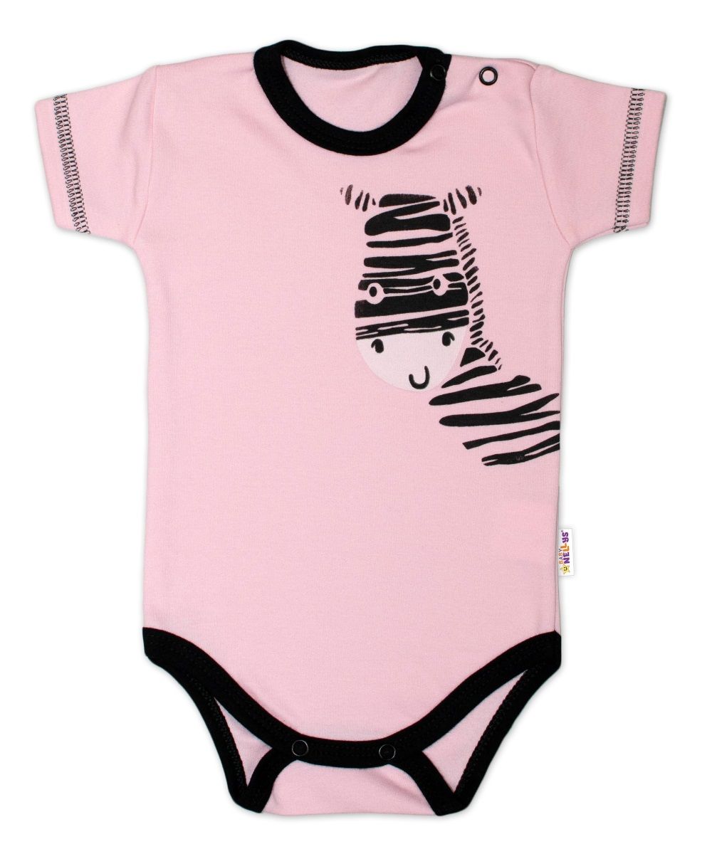 body-kratky-rukav-baby-nellys-zebra-ruzove-vel-86